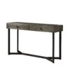 Rectangular Wooden Sofa Table With Metal Powder Coated Base, Gray And Black-Benzara -Home Furniture Shop 49255d7704d942b69eba9033b7b52ac2