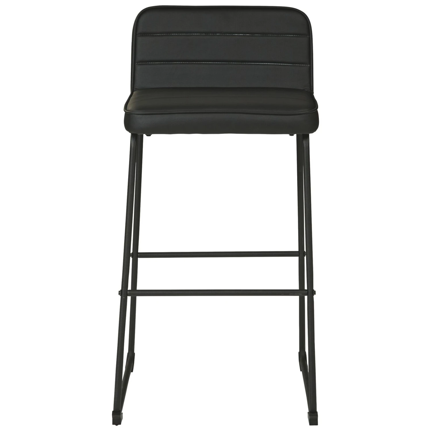 40 Inch Channel Stitched Leatherette Barstool With Sled Base,Set Of 2,Black-Benzara 5 40 Inch Channel Stitched Leatherette Barstool With Sled Base,Set Of 2,Black-Benzara - Image 3