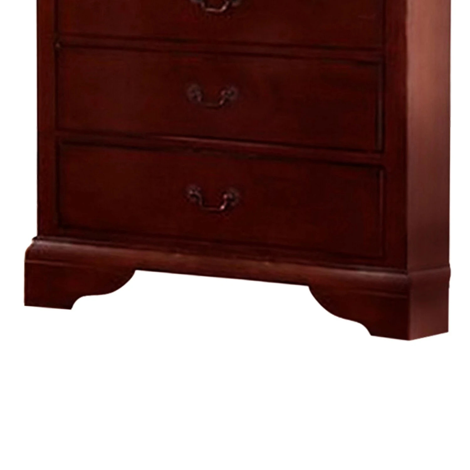 Traditional Style Wooden Chest With Five Drawers, Cherry Brown-Benzara 6 Traditional Style Wooden Chest With Five Drawers, Cherry Brown-Benzara - Image 4