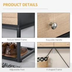 Console Sofa Table With 2 Drawers Narrow V Shape Designed Entryway Table With Metal Frame For Hallway Living Room Bedroom Black And Natural 12 Console Sofa Table With 2 Drawers Narrow V Shape Designed Entryway Table With Metal Frame For Hallway Living Room Bedroom Black And Natural -Home Furniture Shop 4bc8d5421da84416adc23d7df6adc1a8