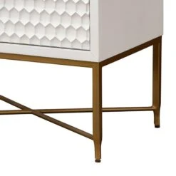 Rexi 26 Inch 2 Drawer Nightstand, Honeycomb, Mahogany Wood, White, Gold-Benzara 12 Rexi 26 Inch 2 Drawer Nightstand, Honeycomb, Mahogany Wood, White, Gold-Benzara -Home Furniture Shop 4d5d226c493a4e97b2719d475d118af5