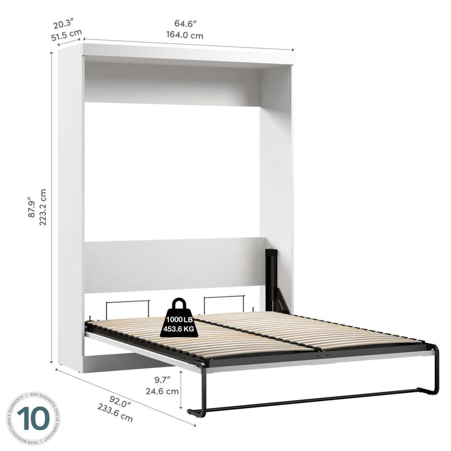 Bestar Pur 65W Queen Murphy Bed In White 5 Bestar Pur 65W Queen Murphy Bed In White - Image 3