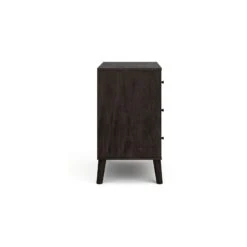 Kiki 34 Inch Bedside Nightstand Chest, 3 Spacious Drawers, Matte Black-Benzara -Home Furniture Shop 503cf677140c484d9e45f0b242a82de0