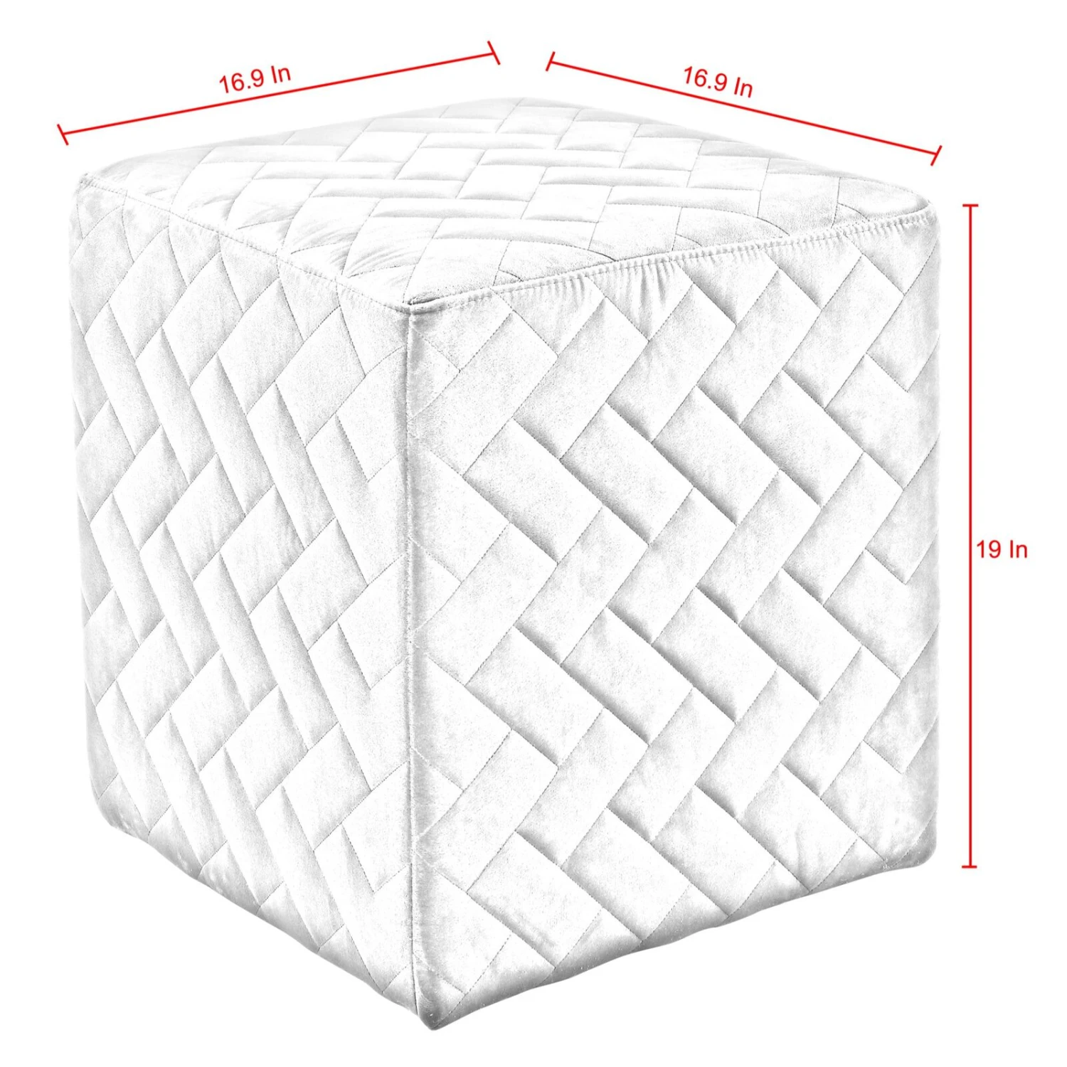 Homezia 17" Navy Velvet Quilted Cube Ottoman 8 Homezia 17" Navy Velvet Quilted Cube Ottoman - Image 6