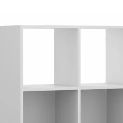 Multipurpose Storage Shelf With 4 Open Compartments, White And Chrome-Benzara -Home Furniture Shop 51a29c5aa4894813b9eadd8ec5917fe2