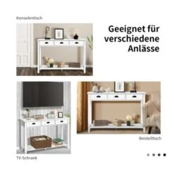 Wooden Console Table With 3 Drawers And 2-Tier Shelves -Home Furniture Shop 5774582f07d7494085a51ff898342ed6