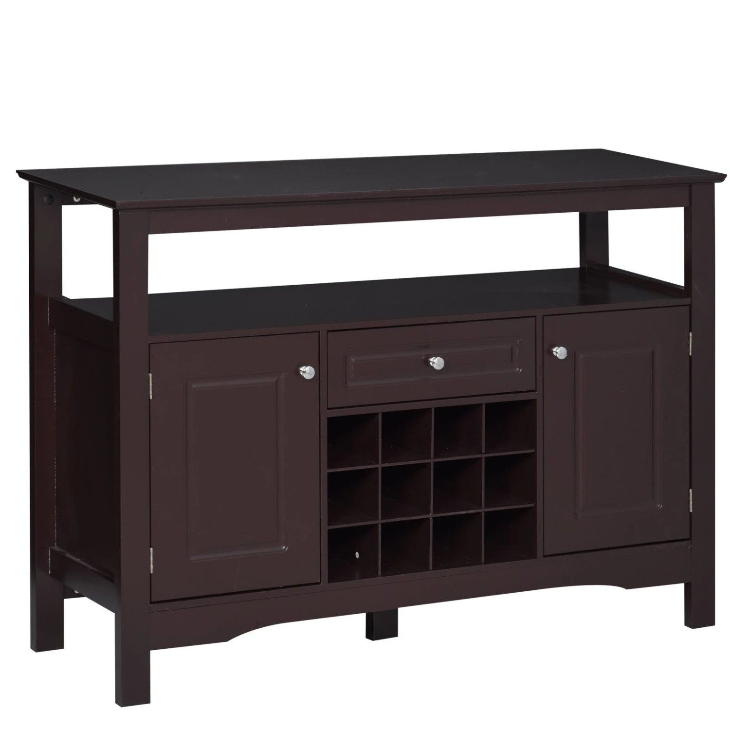 Modern Sideboard Cabinet, Wooden Buffet Cabinet With 5 Legs And 12-Grid Wine Rack For Living Room, Kitchen, Sideboard Buffet, Espresso 3 Modern Sideboard Cabinet, Wooden Buffet Cabinet With 5 Legs And 12-Grid Wine Rack For Living Room, Kitchen, Sideboard Buffet, Espresso