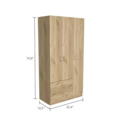 DEPOT E-SHOP Bosko 3 Doors Armoire, Two Drawers, Metal Rod, White -Home Furniture Shop 57fc3c2c6dff4d70858c4341bd4f8e2b