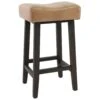 26 Inch Wooden Frame Leatherette Backless Counterstool, Beige-Benzara -Home Furniture Shop 59cbf7eb79964cc7b55c0d6ecdbf5a90