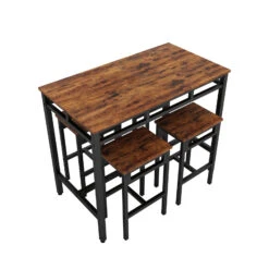 Bar Table Set 5PC Dinging Table Set With High Stools, Structural Strengthening, Industrial Style (Rustic Brown，43.31"w X 23.62"d X 35.43"h) -Home Furniture Shop 5bcf6209be0542f389014a4f39cf449e