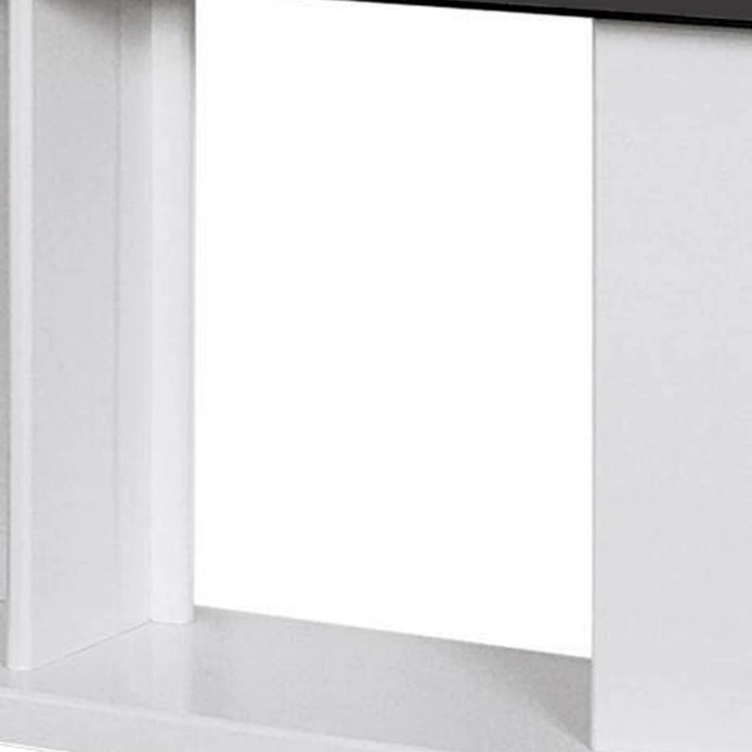 Liam 47 Inch Sofa Console Table, White Wood, Pedestal Base, Black Glass Top-Benzara 5 Liam 47 Inch Sofa Console Table, White Wood, Pedestal Base, Black Glass Top-Benzara - Image 3