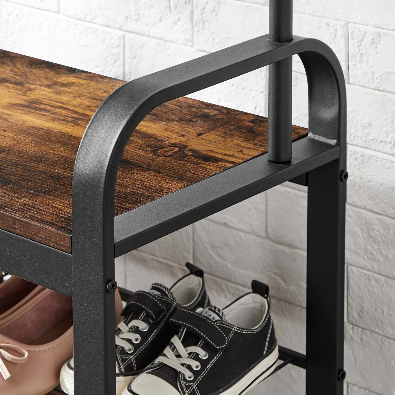 BreeBe Rustic Brown Hall Tree With Shoe Bench 6 BreeBe Rustic Brown Hall Tree With Shoe Bench - Image 4