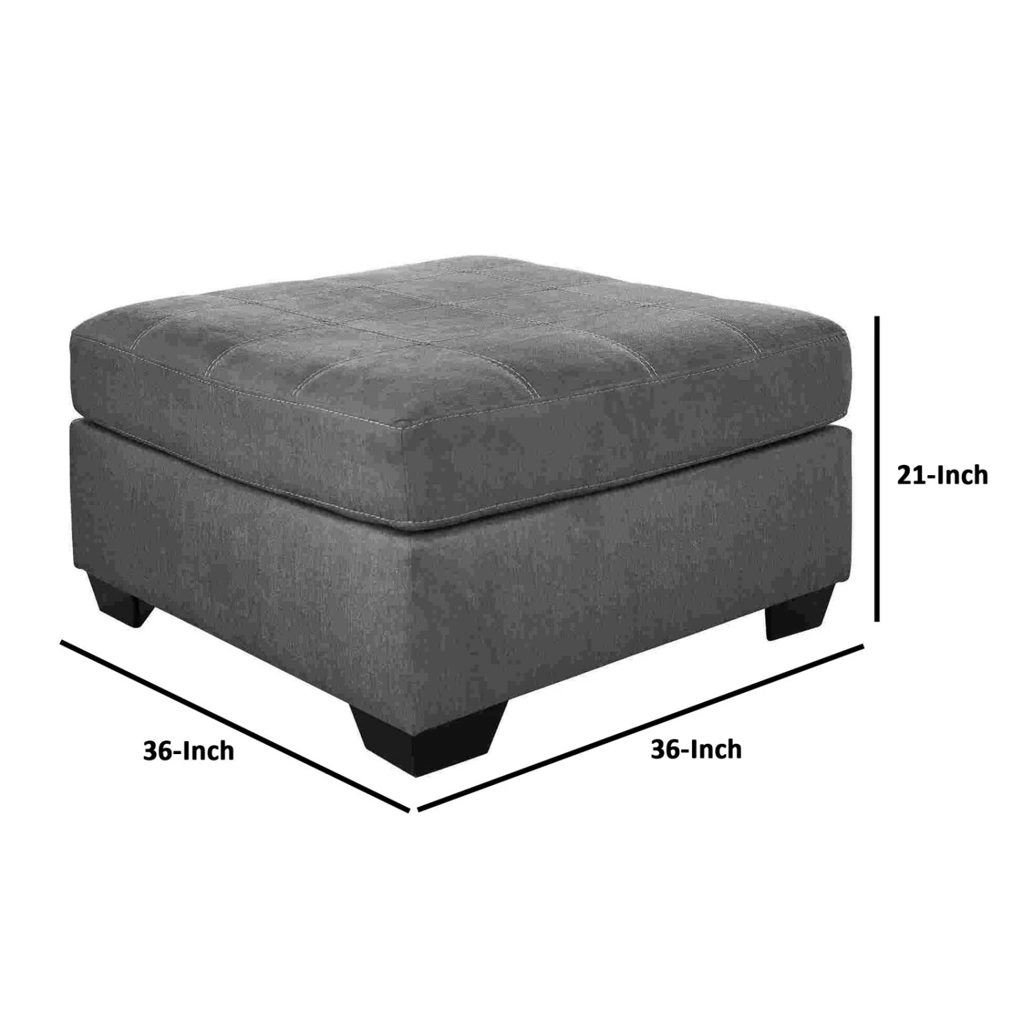 Oversized Accent Ottoman With Stitching Details, Dark Gray-Benzara 7 Oversized Accent Ottoman With Stitching Details, Dark Gray-Benzara - Image 5