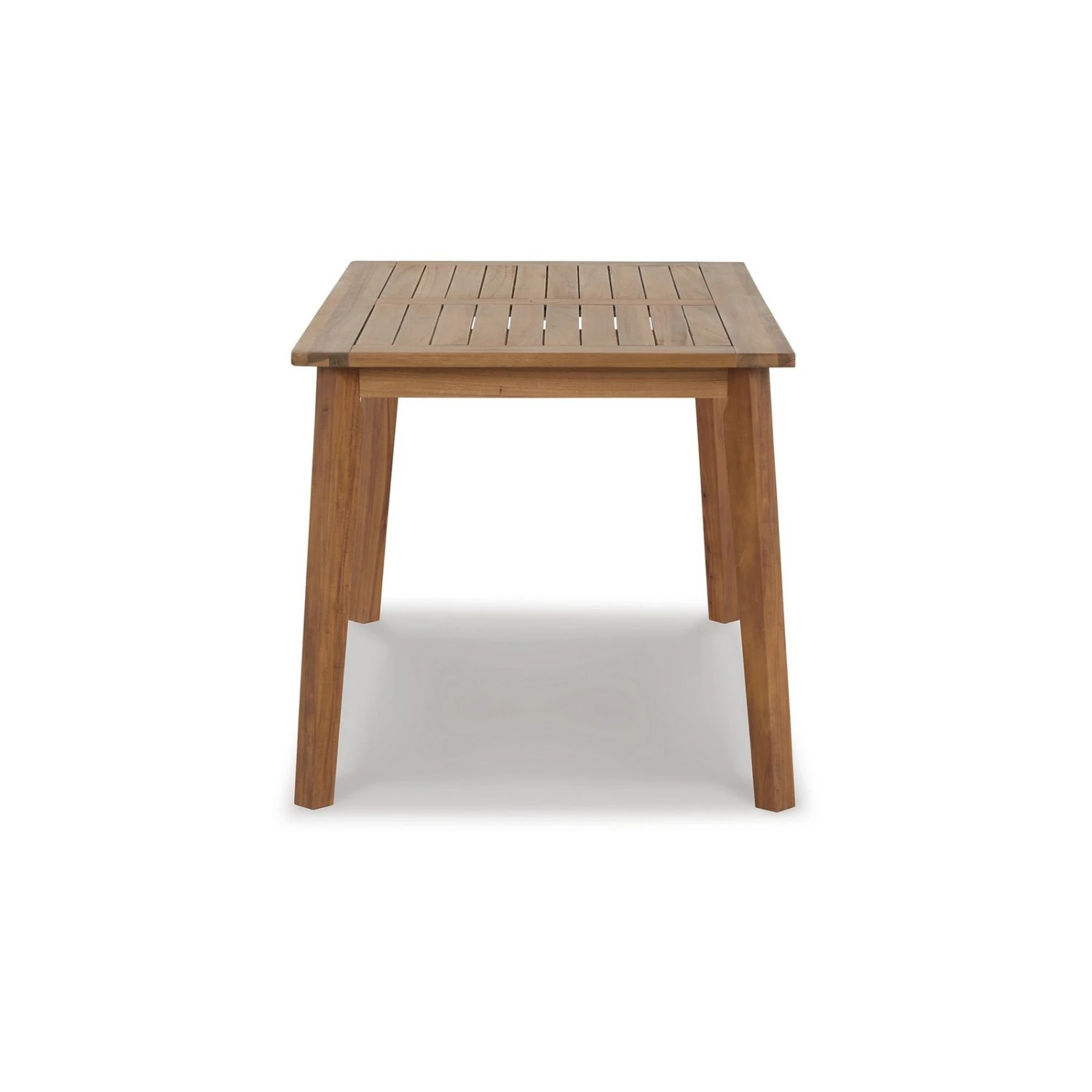 Nilen 59 Inch Dining Table, Natural Brown Acacia Wood, Slatted Surface-Benzara 5 Nilen 59 Inch Dining Table, Natural Brown Acacia Wood, Slatted Surface-Benzara - Image 3