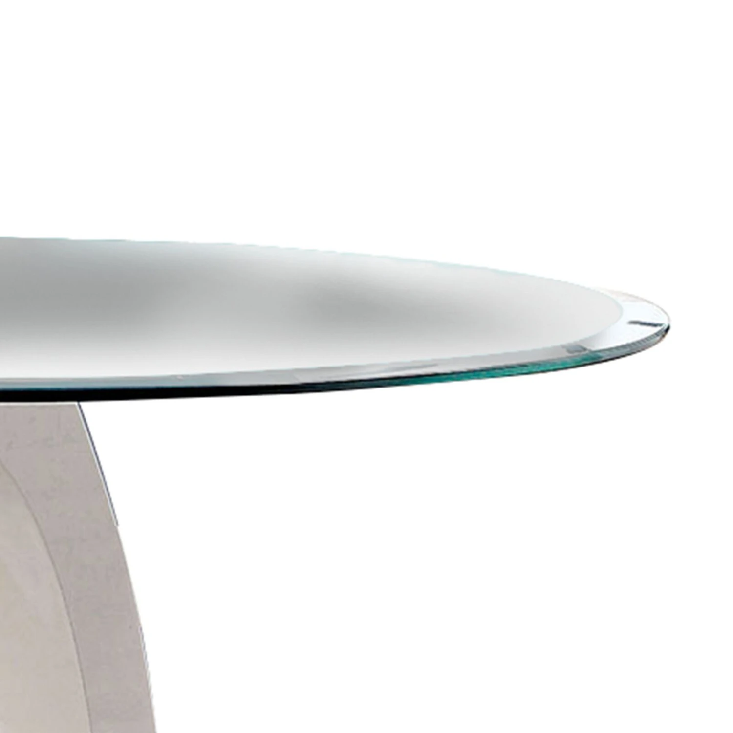 Round Glass Top Counter Height Table With Oval Shaped Base, White-Benzara 5 Round Glass Top Counter Height Table With Oval Shaped Base, White-Benzara - Image 3