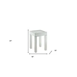 Homezia 24" Silver And Clear Glass Square Mirrored End Table 11 Homezia 24" Silver And Clear Glass Square Mirrored End Table -Home Furniture Shop 63b66f0c1dd54426983c2efb0918f91b
