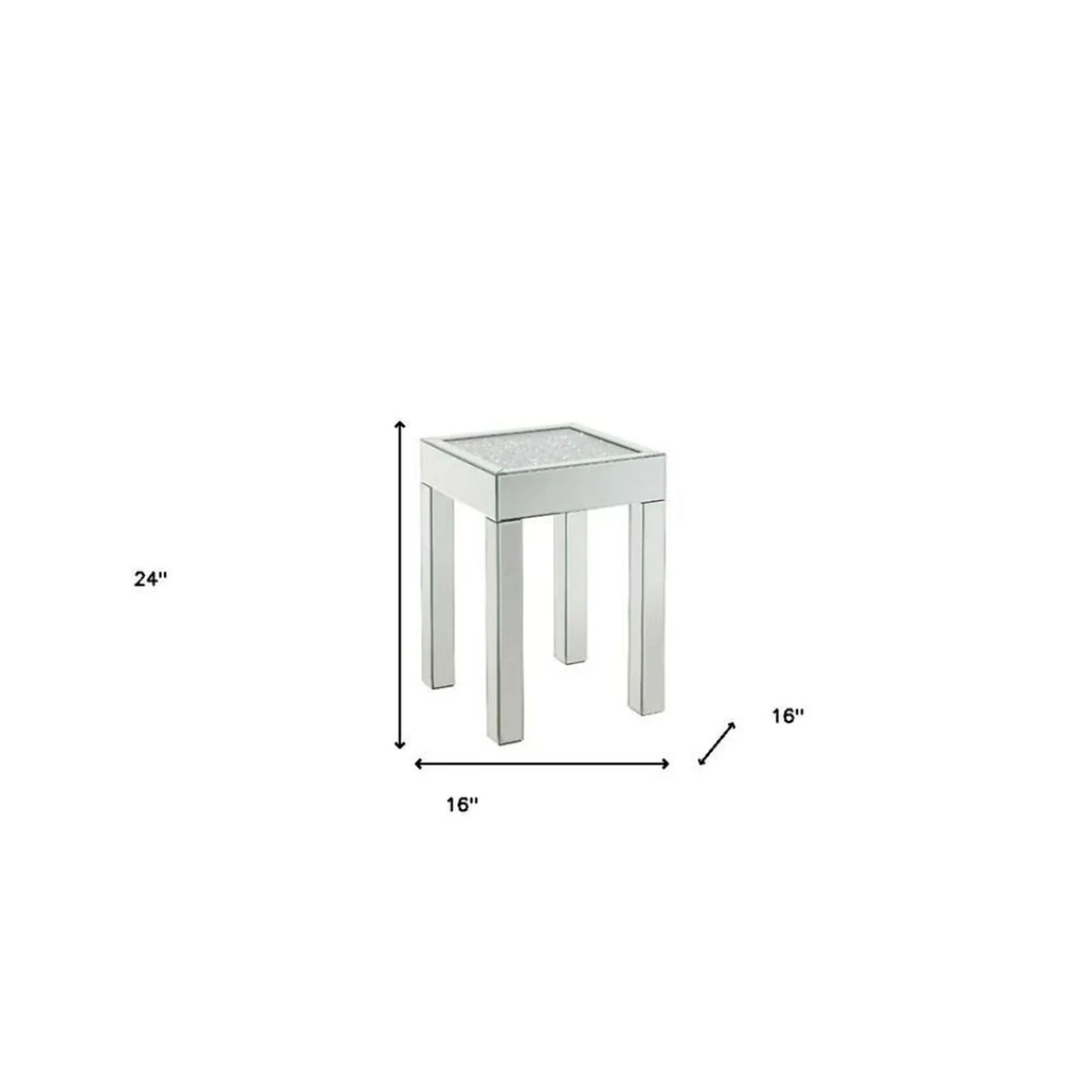 Homezia 24" Silver And Clear Glass Square Mirrored End Table 7 Homezia 24" Silver And Clear Glass Square Mirrored End Table - Image 5