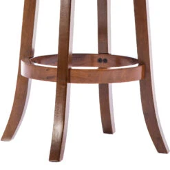 Pal 29 Inch Swivel Bar Stool, Solid Wood, Bonded Leather, Walnut Brown-Benzara -Home Furniture Shop 6467e0b8b7a8495787f9e5cd98754249