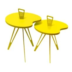 Genie Mod Shaped Metal Side Table (taller Kidney)-lemon -Home Furniture Shop 652692524c1d4d029d596cb3f9ad7b21