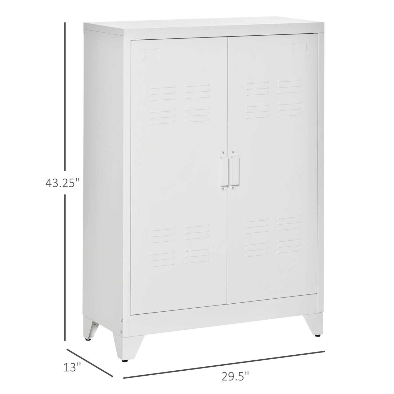 Industrial Style Steel Storage Cabinet, Metal Storage Organizer With 2-Tier Adjustable Shelves For Living Room Or Home Office, White 5 Industrial Style Steel Storage Cabinet, Metal Storage Organizer With 2-Tier Adjustable Shelves For Living Room Or Home Office, White - Image 3