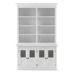 Belen Kox Classic White Glass Door Hutch - The Elegant Storage Solution, Belen Kox