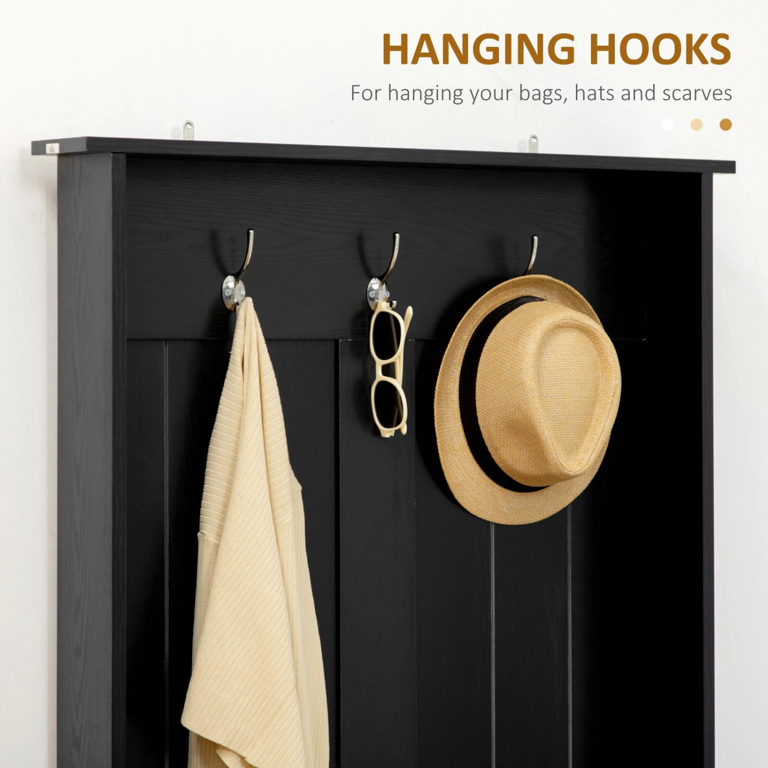 Classic Hall Tree, Accent Coat Tree With Shoe Storage Bench, Adjustable Shelves, 31.5" X 15.5" X 67.5", Black 7 Classic Hall Tree, Accent Coat Tree With Shoe Storage Bench, Adjustable Shelves, 31.5" X 15.5" X 67.5", Black - Image 5