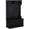 Hall Coat And Shoe Storage Hall Cabinet With Top And Bottom Storage Metal Double Hooks And Bench Black -Home Furniture Shop 6b274c23d9fe4ab8ae38b6478fc1043e