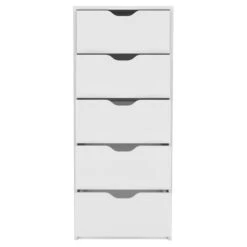 DEPOT E-SHOP Houma 5 Drawers Narrow Dresser, Slim Storage Chest Of Drawers