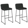 40 Inch Channel Stitched Leatherette Barstool With Sled Base,Set Of 2,Black-Benzara