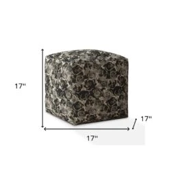 Homezia 17" Beige Canvas Floral Pouf Ottoman -Home Furniture Shop 6baaaacfd7074e7ba0cc7a5de43a040b