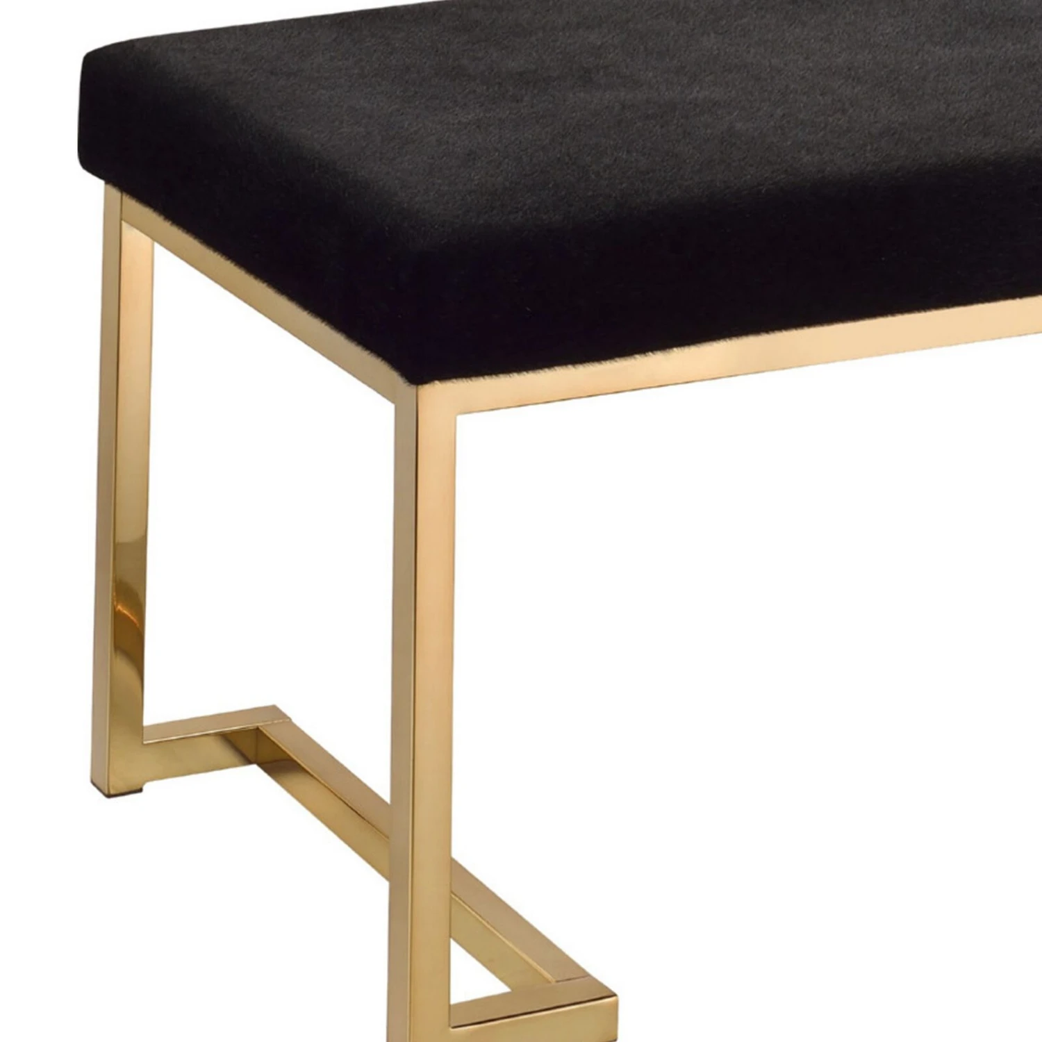 Astonishing Bench, Black Fabric & Gold- Benzara 5 Astonishing Bench, Black Fabric & Gold- Benzara - Image 3