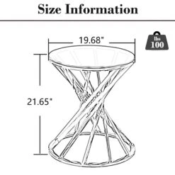 Set Of 1 Round Glass Top Side Table For Living Room- Black Grey Tempered Glass & Silver Stainless Steel Frame -Home Furniture Shop 6cc035ec53ad442184702393ce82bfdf