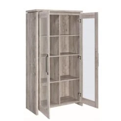 Spacious Wooden Curio Cabinet With Two Glass Doors, Gray - Benzara 11 Spacious Wooden Curio Cabinet With Two Glass Doors, Gray - Benzara -Home Furniture Shop 6e6ff4ce3a3a43aca306f03f5a0e4898