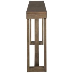 Rectangular Wooden Sofa Table With Sled Base, Light Brown-Benzara -Home Furniture Shop 6ee7f089b1cf4fc899676694b6fa766b