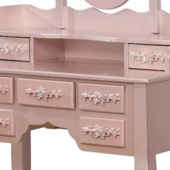 7 Drawers Wooden Frame Vanity Set With Stool And Cabriole Legs -Home Furniture Shop 7096e921295c4e52878e762ddfb40bc3