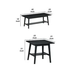 Edan 3 Piece Coffee And End Table Set With Shelves, Metal And Wood, Black-Benzara 11 Edan 3 Piece Coffee And End Table Set With Shelves, Metal And Wood, Black-Benzara -Home Furniture Shop 70c2cc5f775e4b5791e9edafb3163858