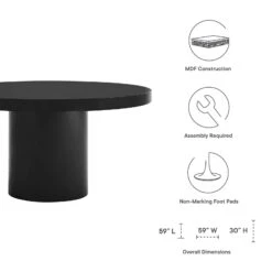 Modway - Gratify 60" Round Dining Table Black 15 Modway - Gratify 60" Round Dining Table Black -Home Furniture Shop 70cdb095054a45f78065e3c77f8a21d6