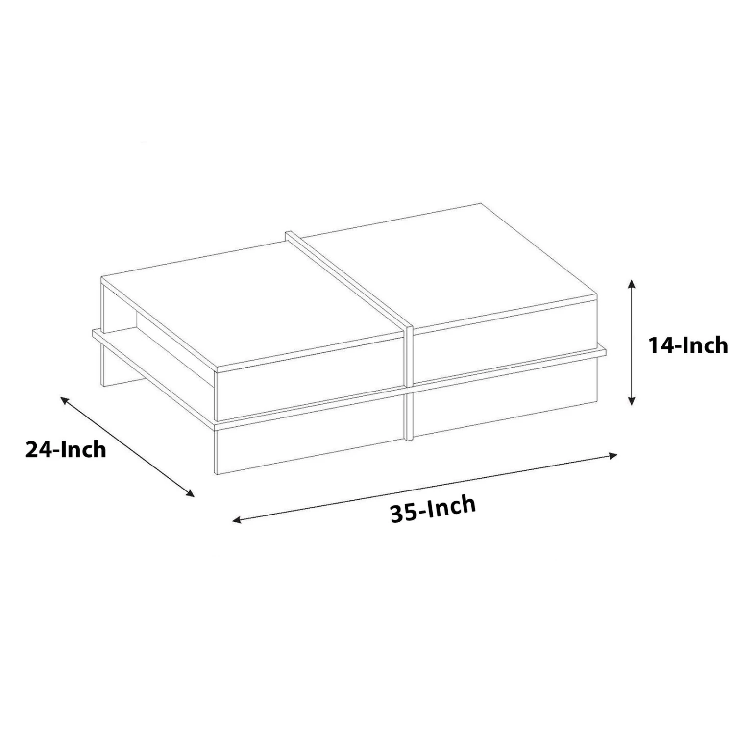 Belle 35 Inch Modern Wood Rectangular Coffee Table With Side Shelf, White And Brown-Benzara 9 Belle 35 Inch Modern Wood Rectangular Coffee Table With Side Shelf, White And Brown-Benzara - Image 7