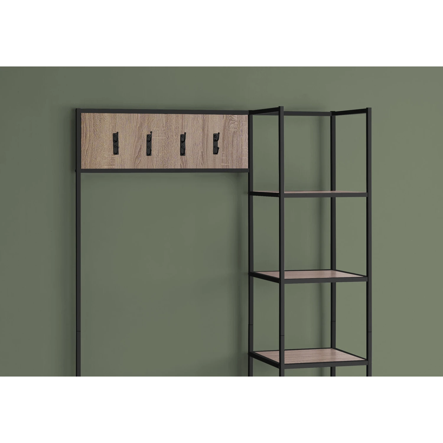 Monarch Specialties I 4511 Bench, Entryway, Hallway, Storage, Organizer, Coat Rack, Hall Tree, Metal, Laminate, Brown, Black, Contemporary, Modern 6 Monarch Specialties I 4511 Bench, Entryway, Hallway, Storage, Organizer, Coat Rack, Hall Tree, Metal, Laminate, Brown, Black, Contemporary, Modern - Image 4
