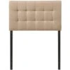 QuikFurn Twin Size Modern Beige Tan Taupe Fabric Tufted Upholstered Headboard