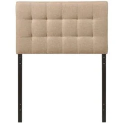 QuikFurn Twin Size Modern Beige Tan Taupe Fabric Tufted Upholstered Headboard