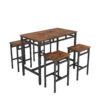 Bar Table Set 5PC Dinging Table Set With High Stools, Structural Strengthening, Industrial Style (Rustic Brown,43.31"w X 23.62"d X 35.43"h) 2 Bar Table Set 5PC Dinging Table Set With High Stools, Structural Strengthening, Industrial Style (Rustic Brown,43.31"w X 23.62"d X 35.43"h) -Home Furniture Shop 71ff42bc1c12421ca8a041b00c7cb8fb