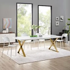 Modway - Sector Dining Table White Gold -Home Furniture Shop 723138560b954c01b893a409458e76cb