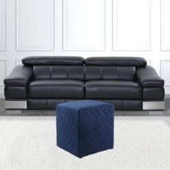 Homezia 17" Navy Velvet Quilted Cube Ottoman 17 Homezia 17" Navy Velvet Quilted Cube Ottoman -Home Furniture Shop 7528e6b50d734f99826fb60c017e6473