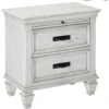 Wooden Nightstand With 2 Drawers & 1 Pull Out Tray, White-Benzara