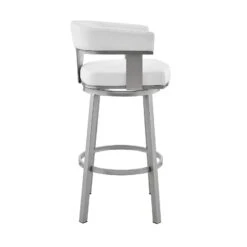 Jack 26 Inch Counter Height Bar Stool, Swivel Chair, Faux Leather, White-Benzara 9 Jack 26 Inch Counter Height Bar Stool, Swivel Chair, Faux Leather, White-Benzara -Home Furniture Shop 7701f627f98b49f88ec0cf17ccf3efda