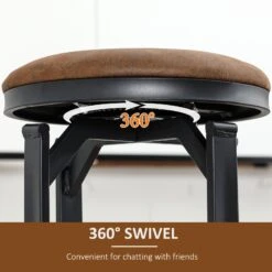 Bar Stools Set Of 2, Vintage Barstools With Footrest, Microfiber Cloth Bar Chairs 29" Seat Height With Powder-coated Steel Legs, Brown -Home Furniture Shop 7781d2a70e454b6a87ae8bac02e0385c