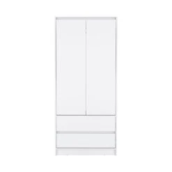 DEPOT E-SHOP Palmer 2 Drawers Armoire, Wardrobe Closet With Hanging Rod, Black