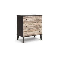 Kiki 34 Inch Bedside Nightstand Chest, 3 Spacious Drawers, Matte Black-Benzara