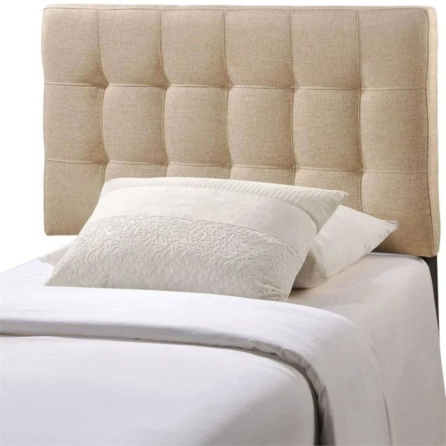 QuikFurn Twin Size Modern Beige Tan Taupe Fabric Tufted Upholstered Headboard 4 QuikFurn Twin Size Modern Beige Tan Taupe Fabric Tufted Upholstered Headboard - Image 2